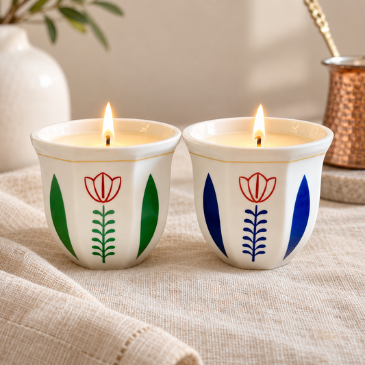 Shaffeh Candle- Set of 2 Blue & Green │ Bundle Price