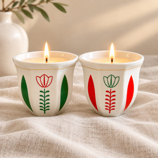 Shaffeh Candle- Set of 2 Red & Green │ Bundle Price